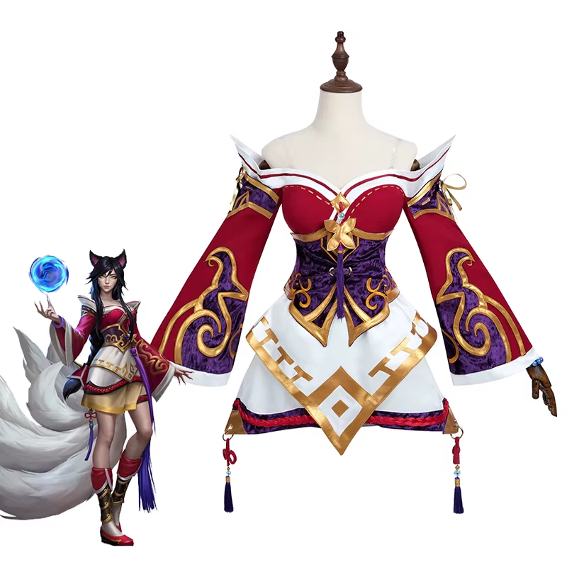 Costume de Cosplay Ahri (Renard à Neuf Queues) - League of Legends - Tenue Complète