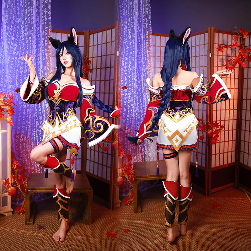 Costume de Cosplay Ahri (Renard à Neuf Queues) - League of Legends - Tenue Complète